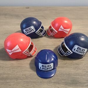 (5/$25) Bundle of Budweiser Bud Light Mini Football Helmets - vintage retro NFL